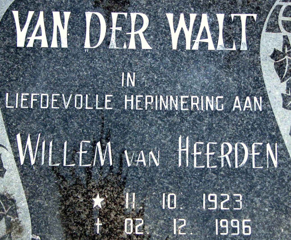 WALT Willem van Heerden, van der 1923-1996