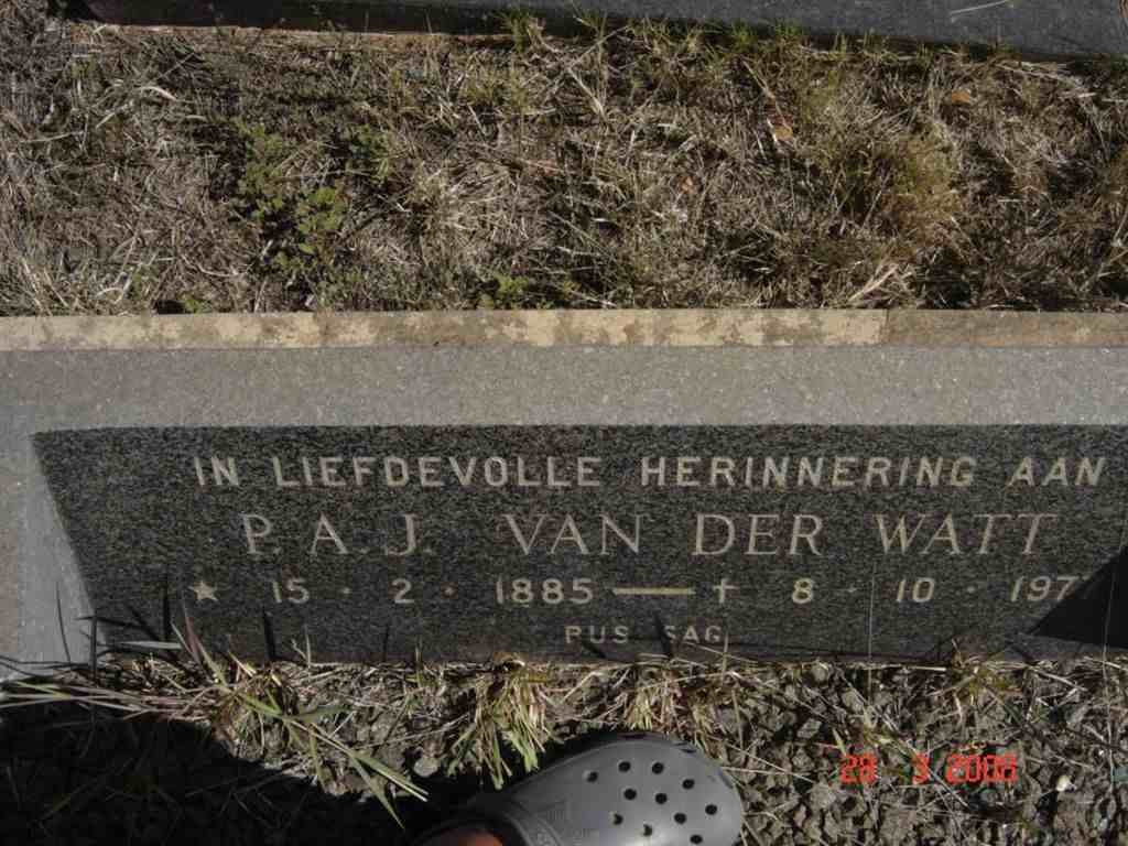 WATT P.A.J., van der 1885-1977