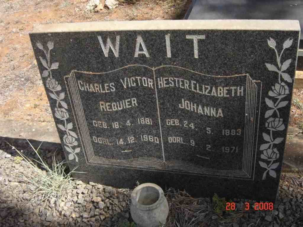 WAIT Charles Victor Requier 1881-1960 &amp; Hester Elizabeth Johanna 1883-1971