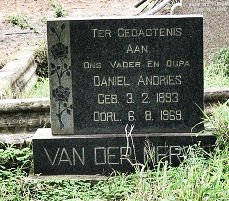 MERWE Daniel Andries, van der 1893-1969