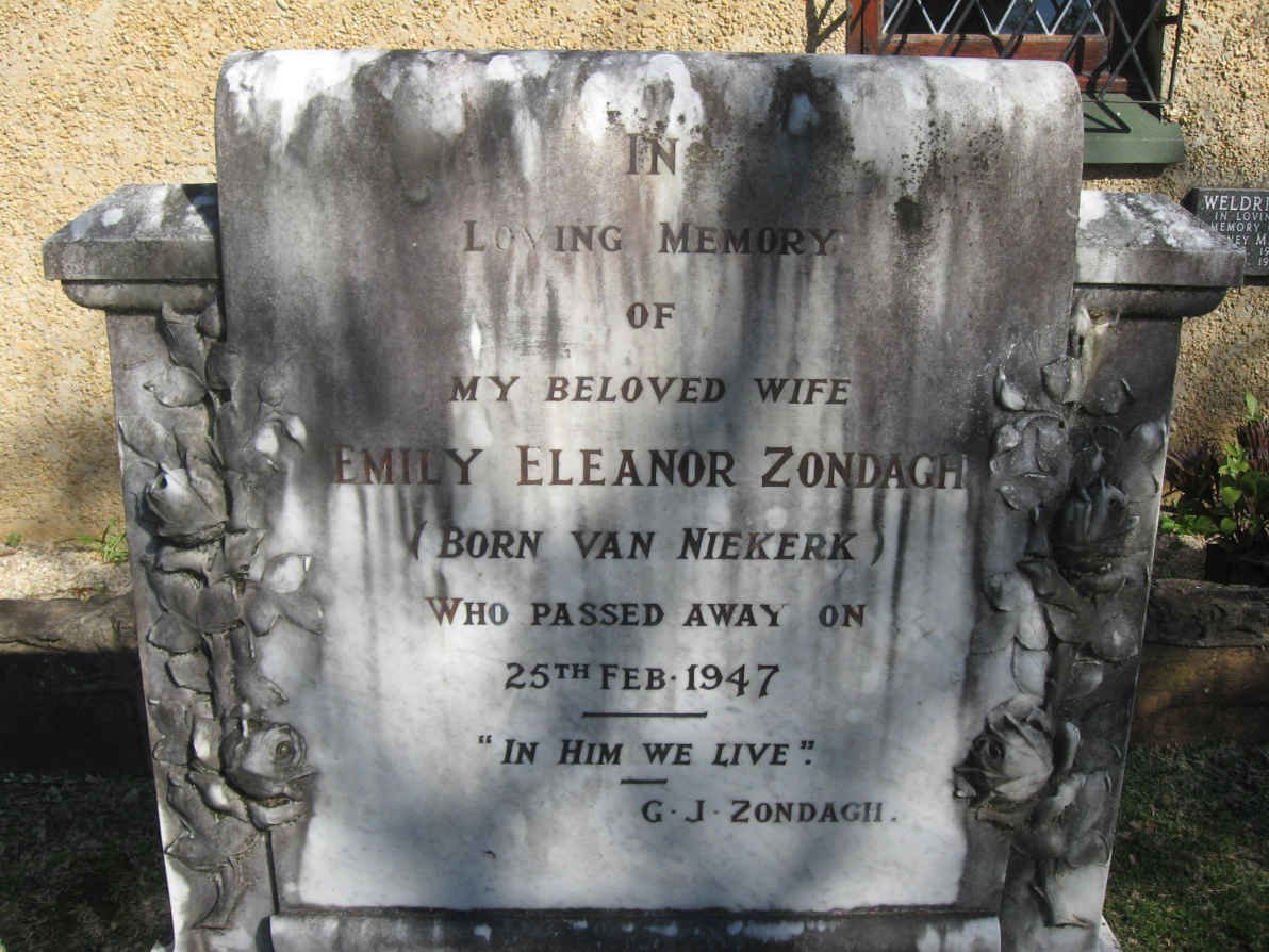 ZONDAGH Emily Eleanor nee VAN NIEKERK -1947