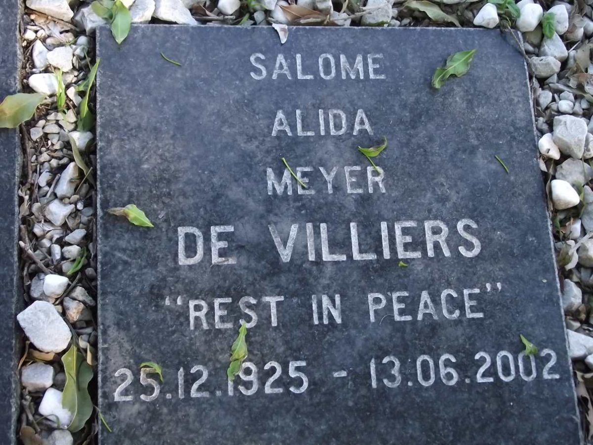 VILLIERS Salome Alida Meyer, de 1925-2002