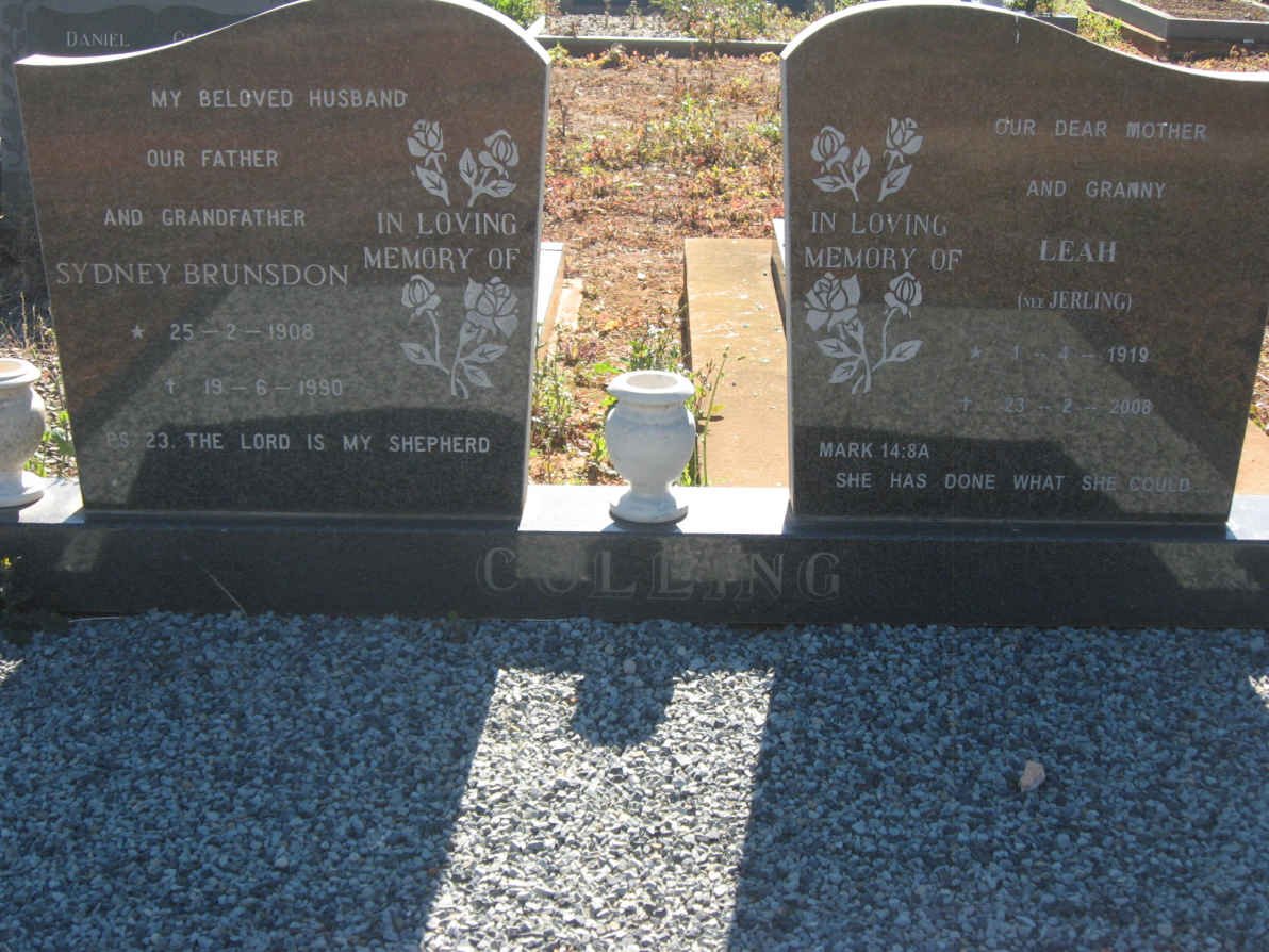 COLLING Sydney Brunsdon 1908-1990 &amp; Leah JERLING 1919-2008