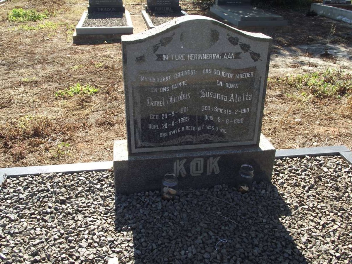 KOK Daniel Jacobus 1901-1965 &amp; Susanna Aletta SPIES 1910-1992