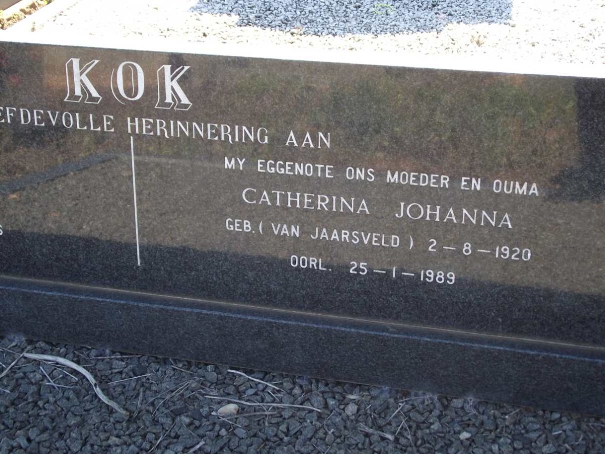 KOK Catherina Johanna nee VAN JAARSVELD 1920-1989