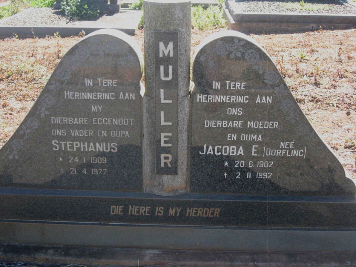 MULLER Stephanus 1909-1977 &amp; Jacoba E. DORFLING 1902-1992
