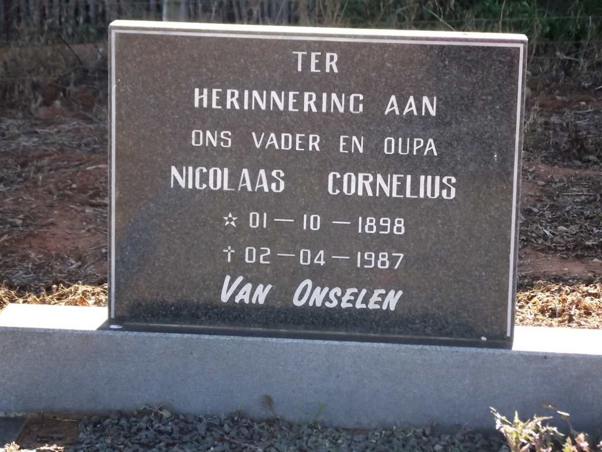 ONSELEN Nicolaas Cornelius, van 1898-1987