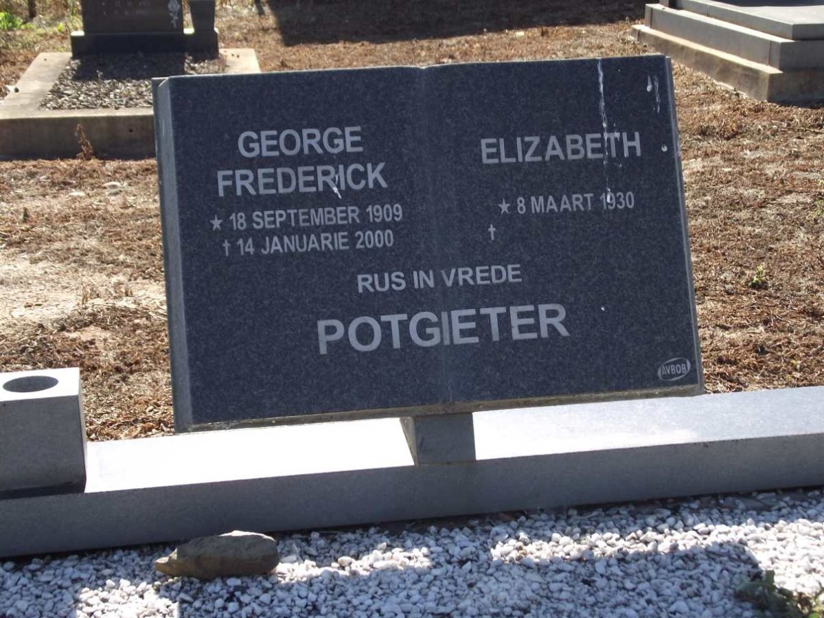 POTGIETER George Frederick 1909-2000 &amp; Elizabeth 1930-