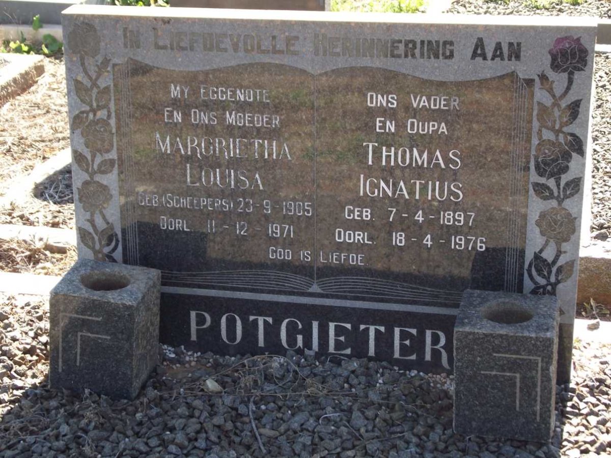 POTGIETER Thomas Ignatius 1897-1976 &amp; Margrietha Louisa SCHEEPERS 1905-1971