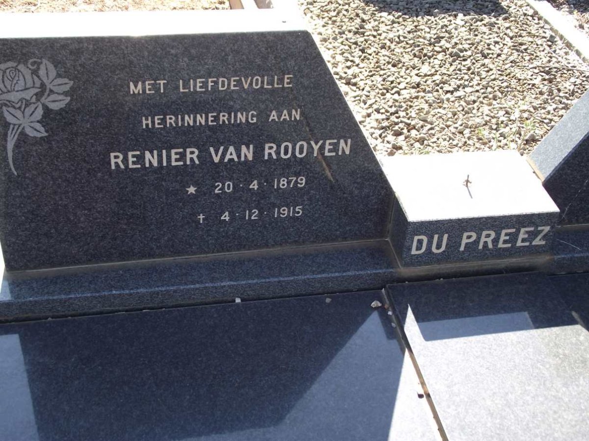 PREEZ Reinier Van Rooyen, du 1879-1915