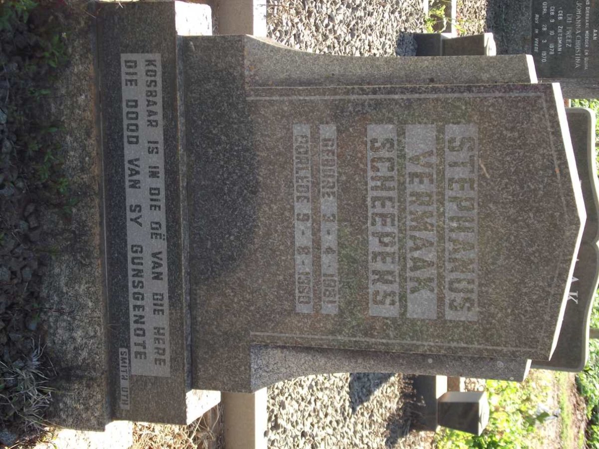 SCHEEPERS Stephanus Vermaak 1881-1960