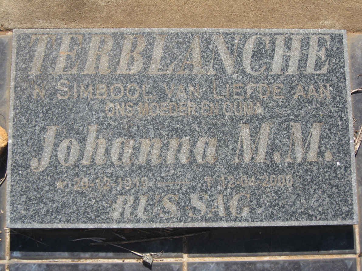 TERBLANCHE Johanna M.M. 1916-2000