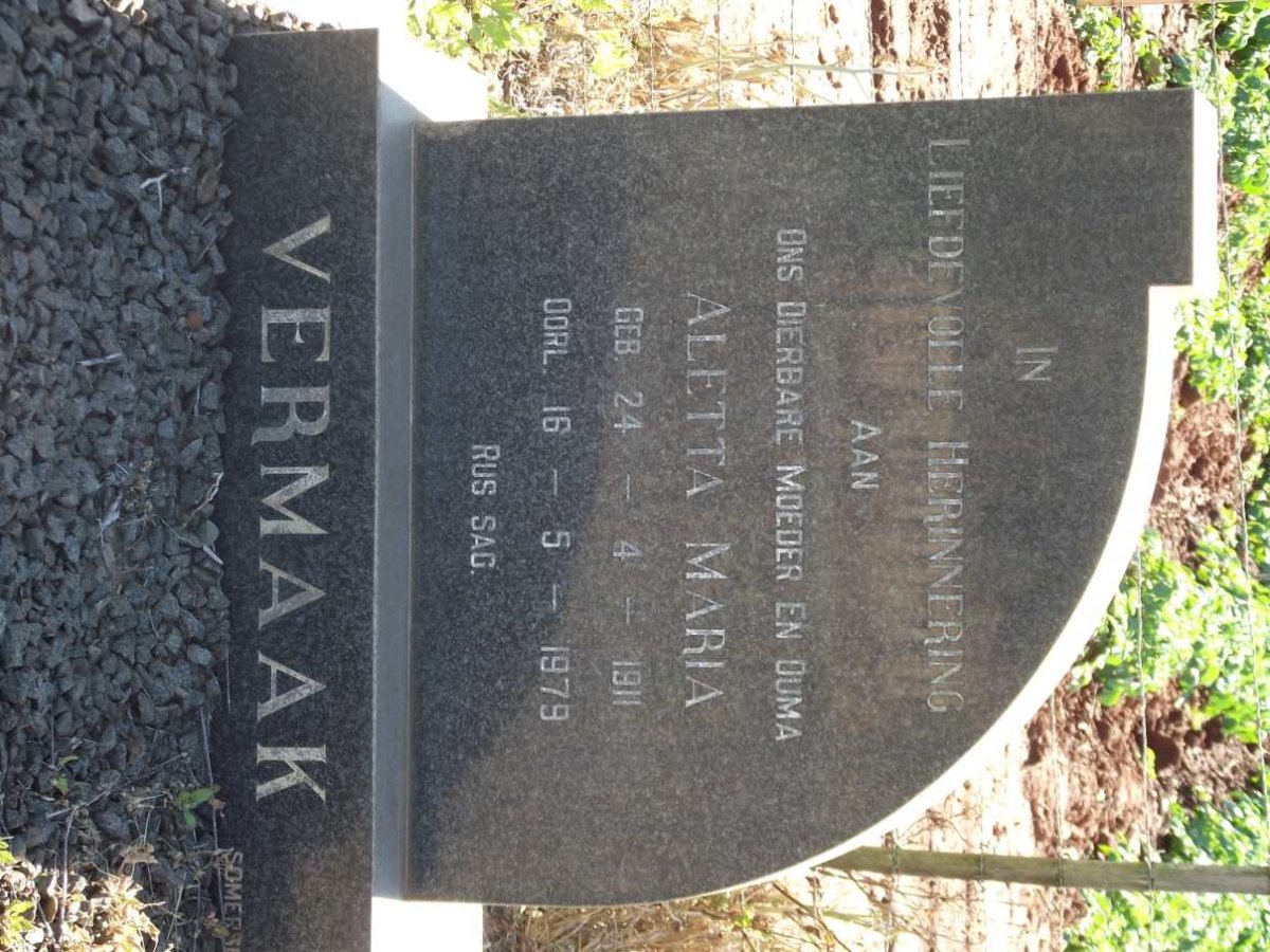 VERMAAK Aletta Maria 1911-1979