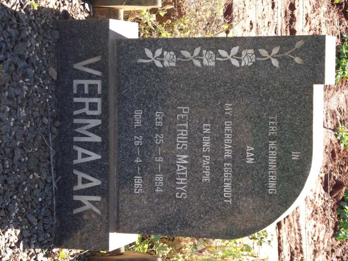 VERMAAK Petrus Mathys 1894-1965
