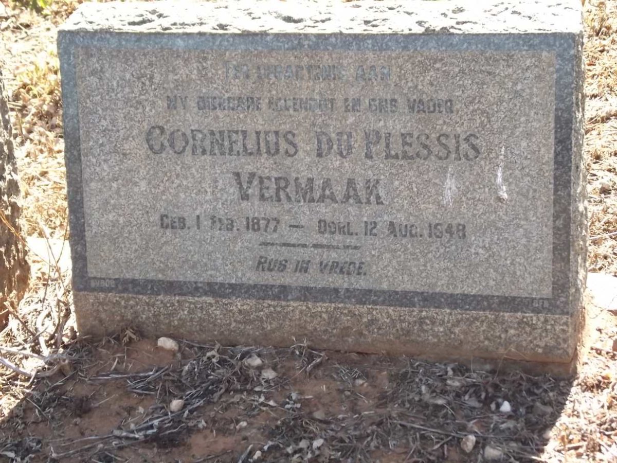 VERMAAK Cornelius Du Plessis 1877-1948