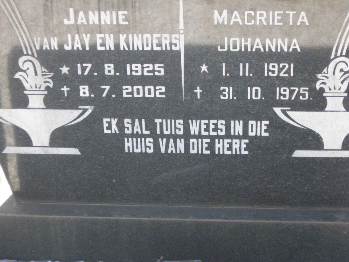 ? Jannie 1925-2002 &amp; Magrieta Johanna 1921-1975