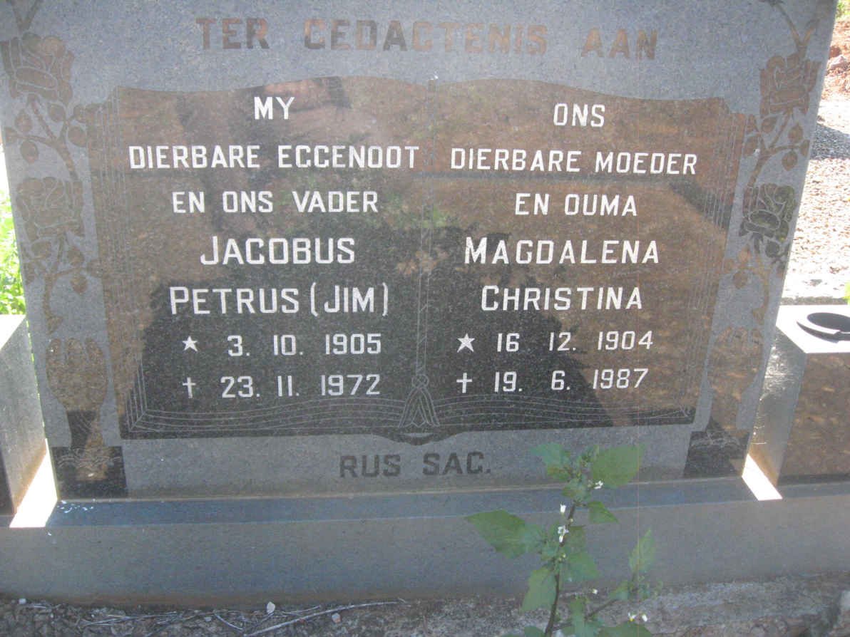 ? Jacobus Petrus  1905-1972 &amp; Magdalena Christina 1904-1987