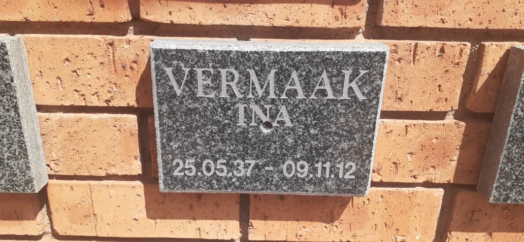 VERMAAK Ina 1937-2012