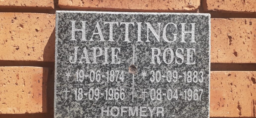 HATTINGH Japie 1874-1966 &amp; Rose 1883-1967