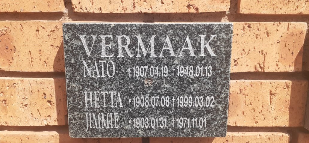 VERMAAK Nato 1907-1948 :: VERMAAK Hetta 1908-1999 :: VERMAAK Jimmie 1903-1971