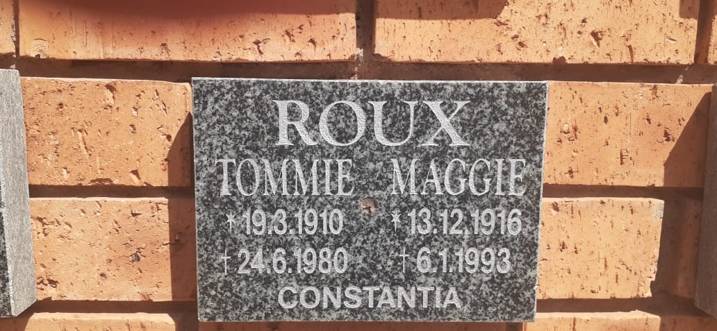 ROUX Tommie 1910-1980 &amp; Maggie 1916-1993