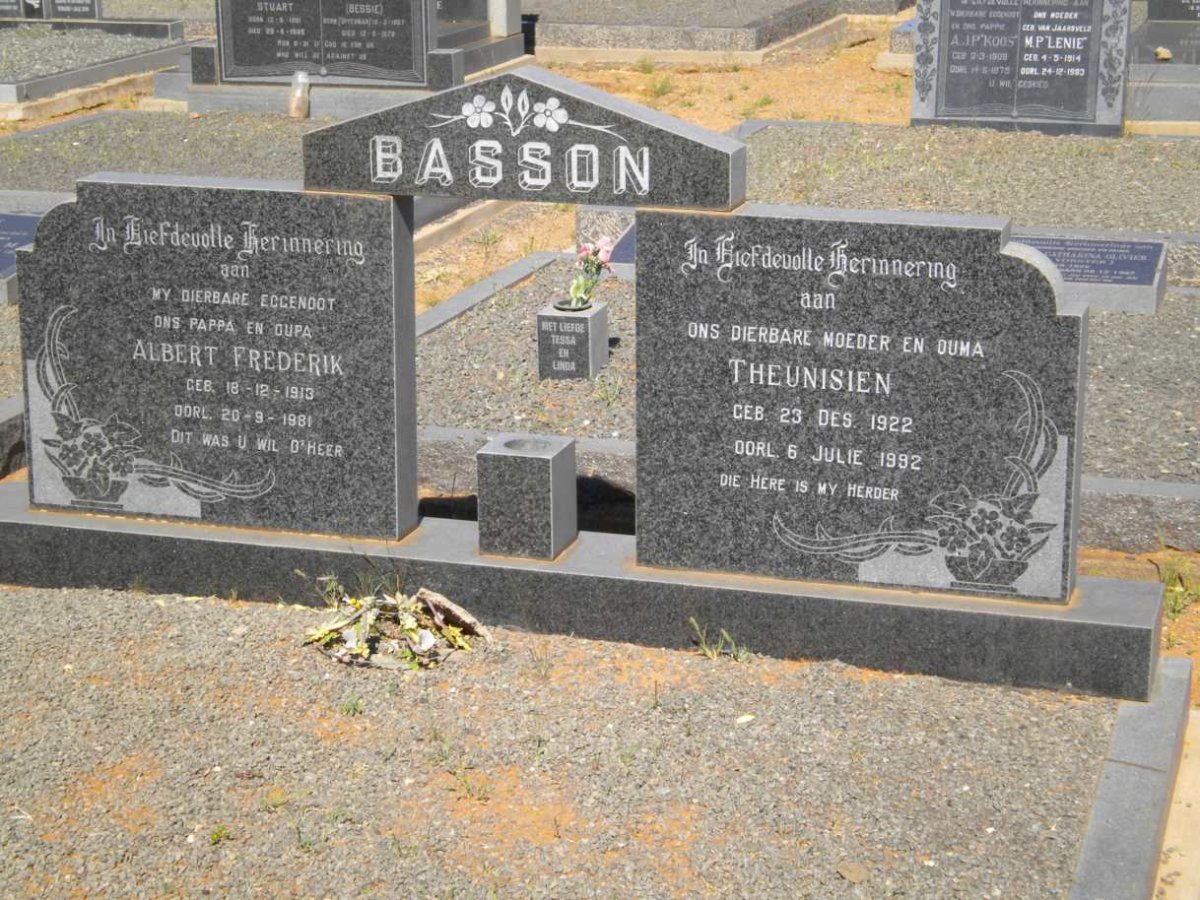 BASSON Albert Fredrik 1913-1981 &amp; Theunisien 1922-1992
