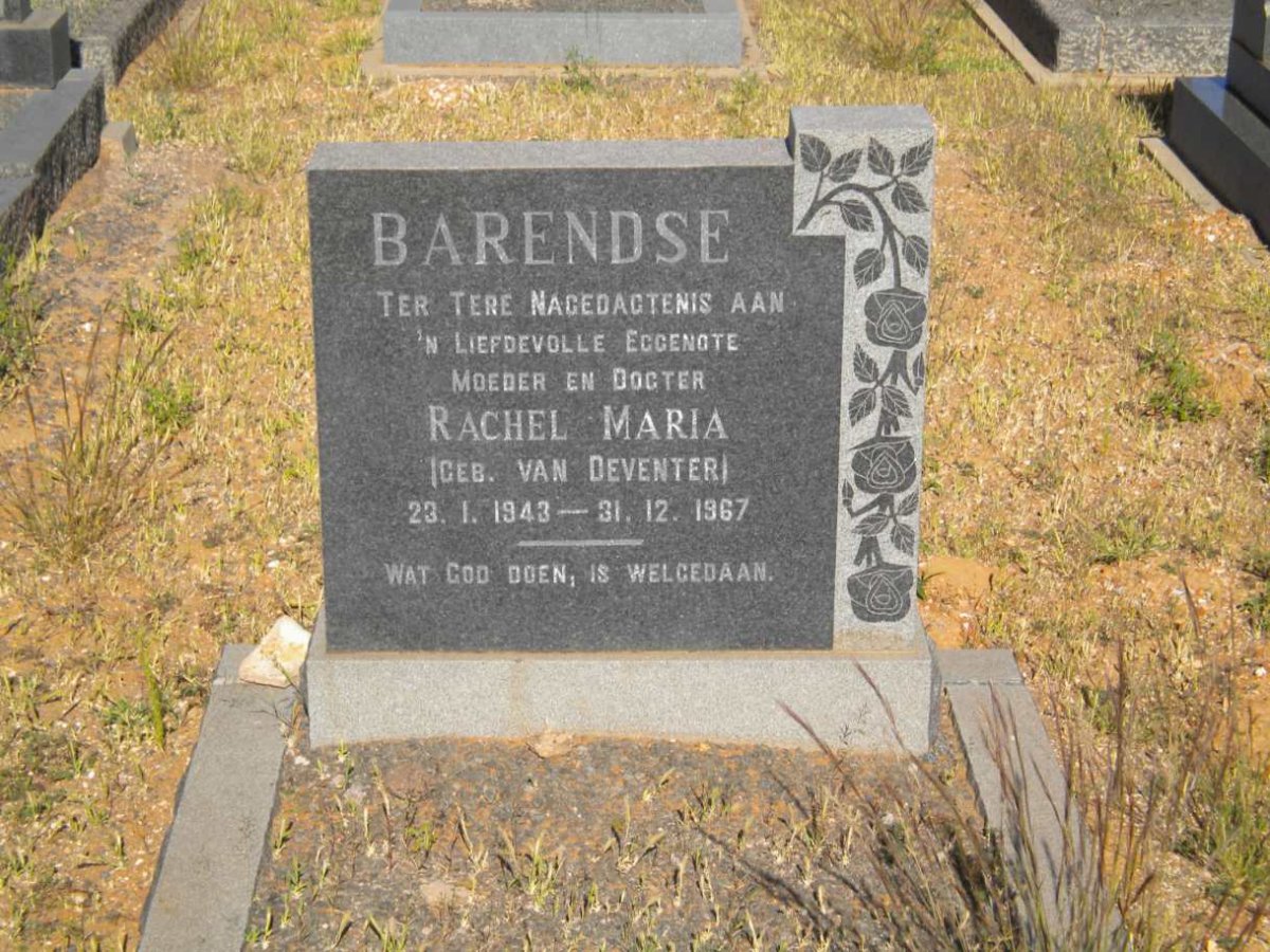 BARENDSE Rachel Maria nee VAN DEVENTER 1943-1967