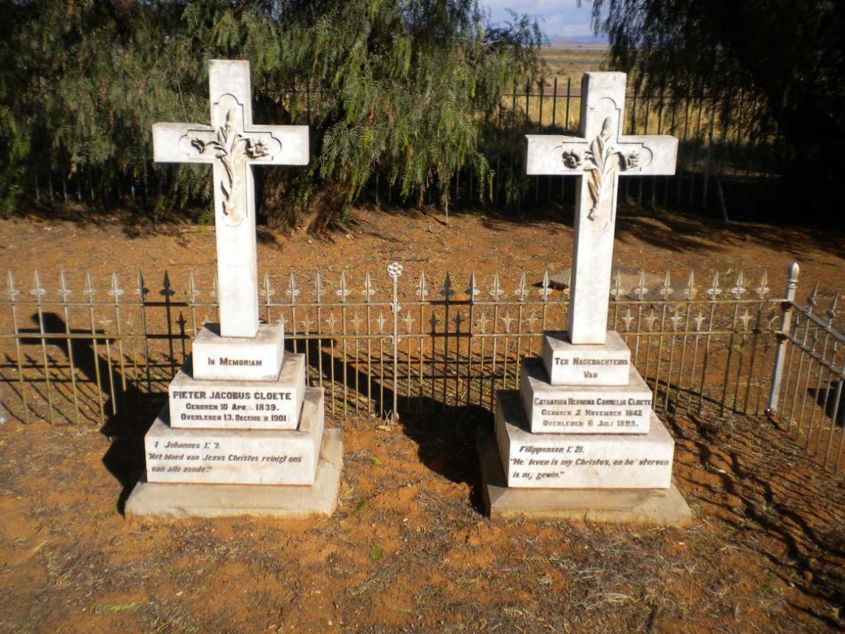CLOETE Pieter Jacobus 1839-1901 &amp; Catharina Hermina Cornelia 1842-1893