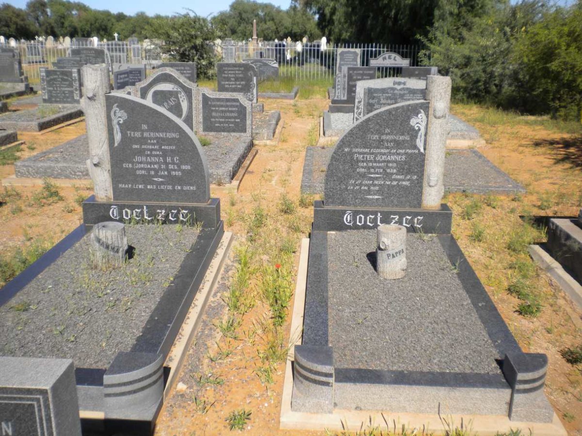 COETZEE Pieter Johannes 1910-1956 &amp; Johanna H.C. JORDAAN 1908-1985