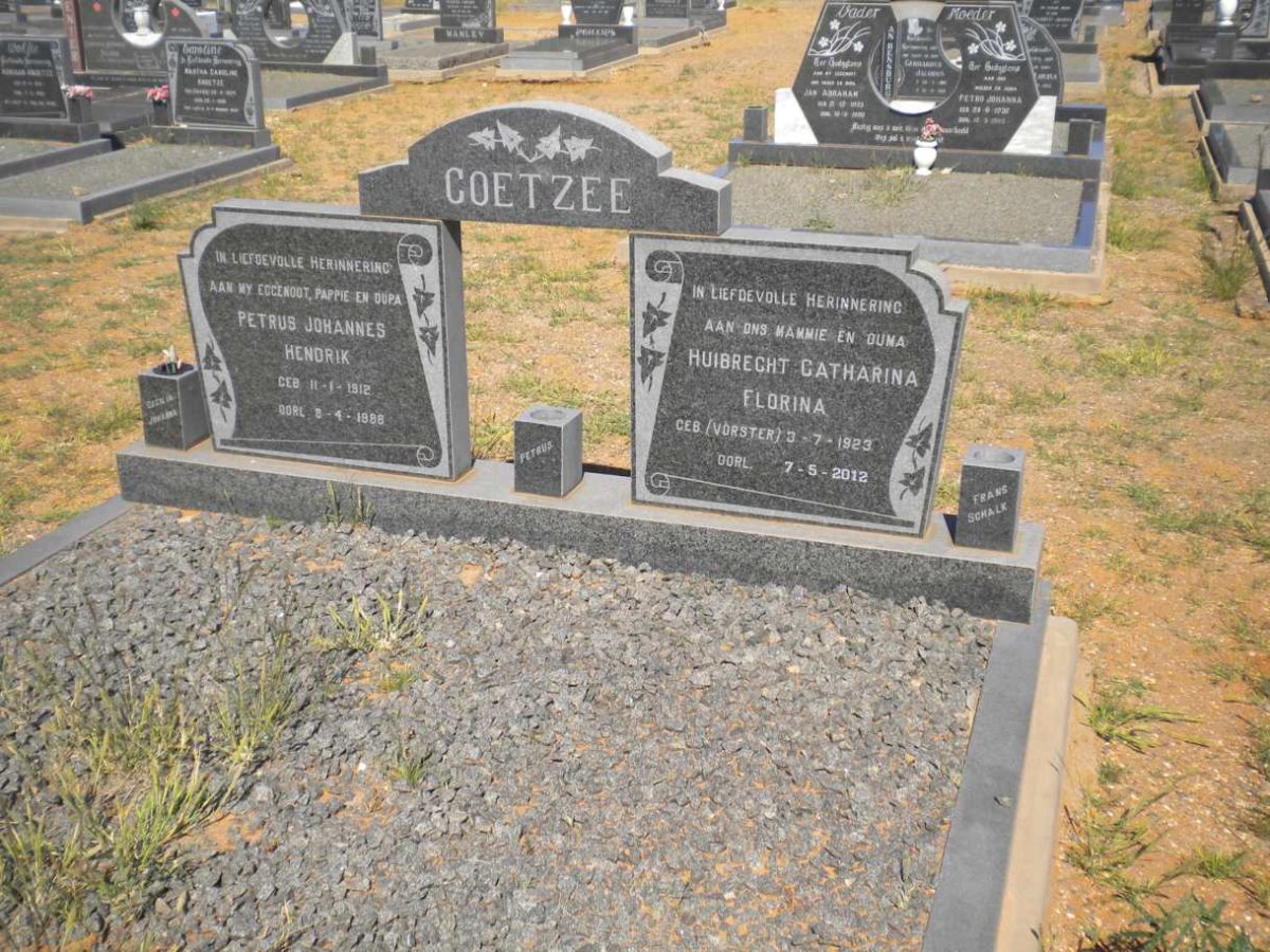 COETZEE Petrus Johannes Hendrik 1912-1988 &amp; Huibrecht Catharina Florina VORSTER 1923-2012