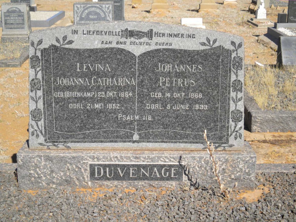 DUVENAGE Johannes Petrus 1868-1933 &amp; Levina Johanna Catharina STEENKAMP 1864-1952