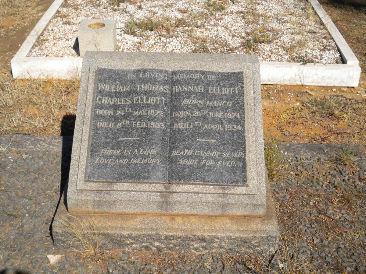 ELLIOTT William Thomas Charles 1872-1933 &amp; Hannah MANCE 1874-1934