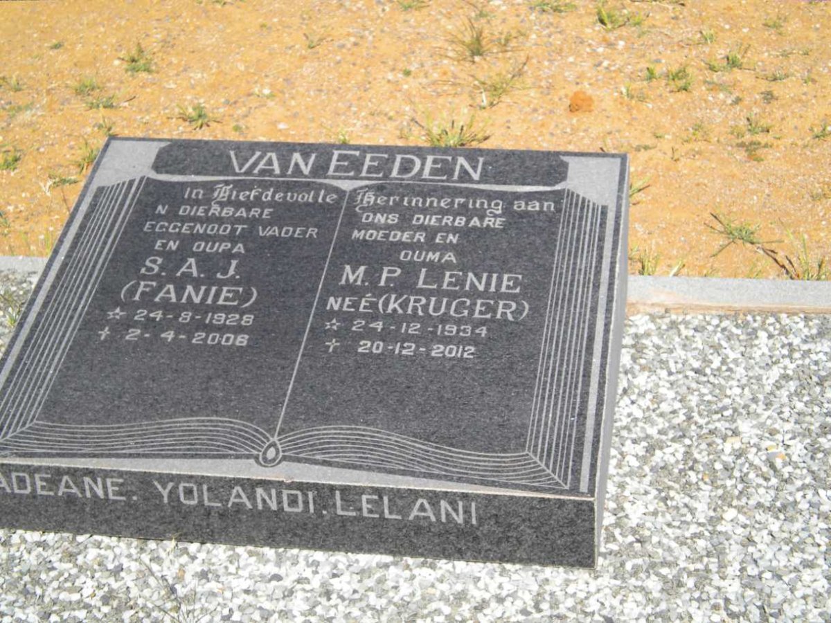 EEDEN S.A.J., van 1928-2008 &amp; M.P. KRUGER 1934-2012