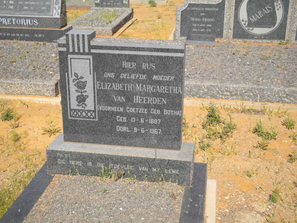 HEERDEN Elizabeth Margaretha, van voorheen COETZEE nee BOTHA 1887-1967