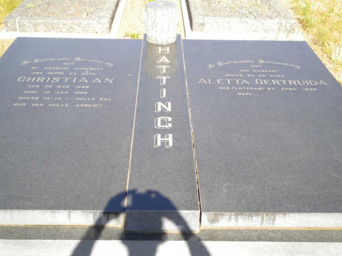 HATTINGH Christiaan 1922-1988 &amp; Aletta Gertruida LATEGAN 1935-