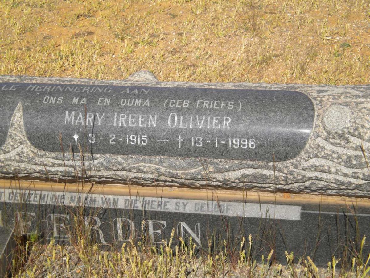 HEERDEN Mary Ireen Olivier nee FRIEFS 1915-1996