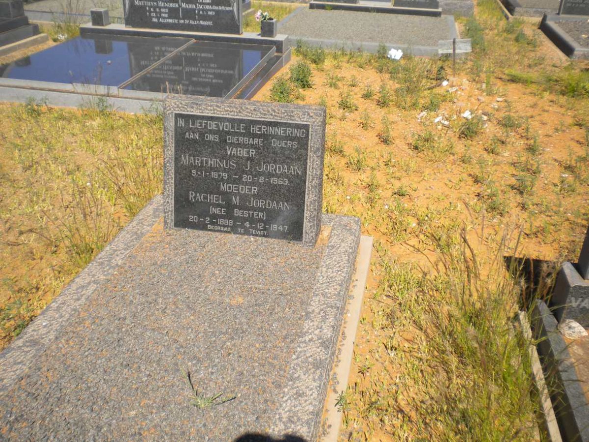 JORDAAN Marthinus J. 1879-1963 &amp; Rachel M. BESTER 1888-1947
