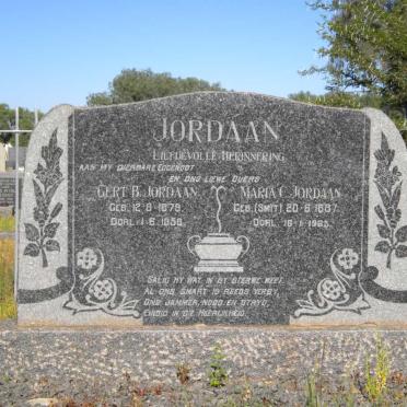 JORDAAN Gert B. 1879-1956 &amp; Maria C. SMIT 1887-1963