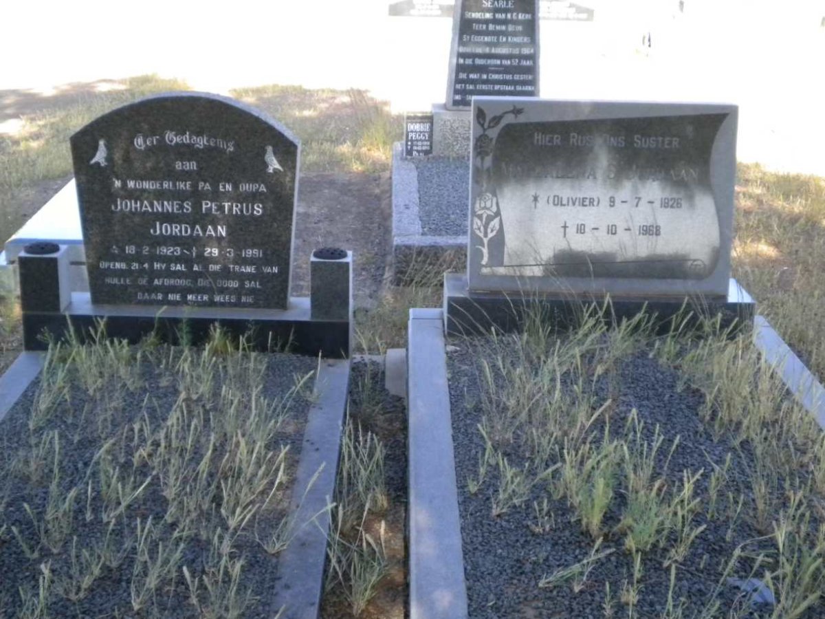 JORDAAN Johannes Petrus 1923-1951 &amp; Magdalena S. OLIVIER 1926-1968