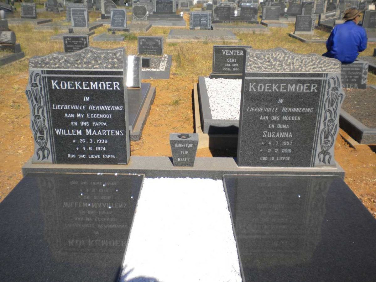 KOEKEMOER Willem Maartens 1936-1974 &amp; Susanna 1937-2016