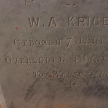 KRIGE W.A. 1879-1891
