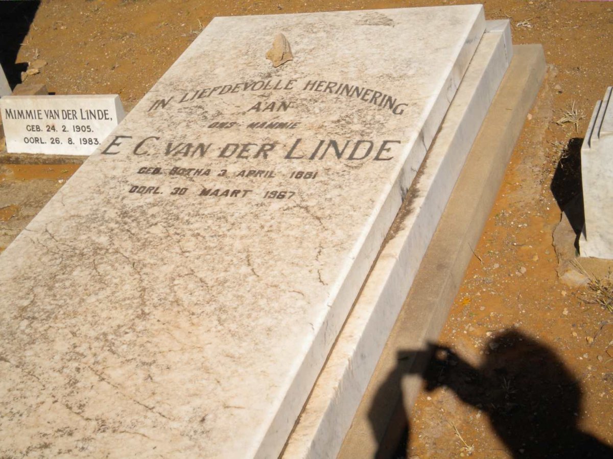 LINDE E.C., van der nee BOTHA 1881-1967