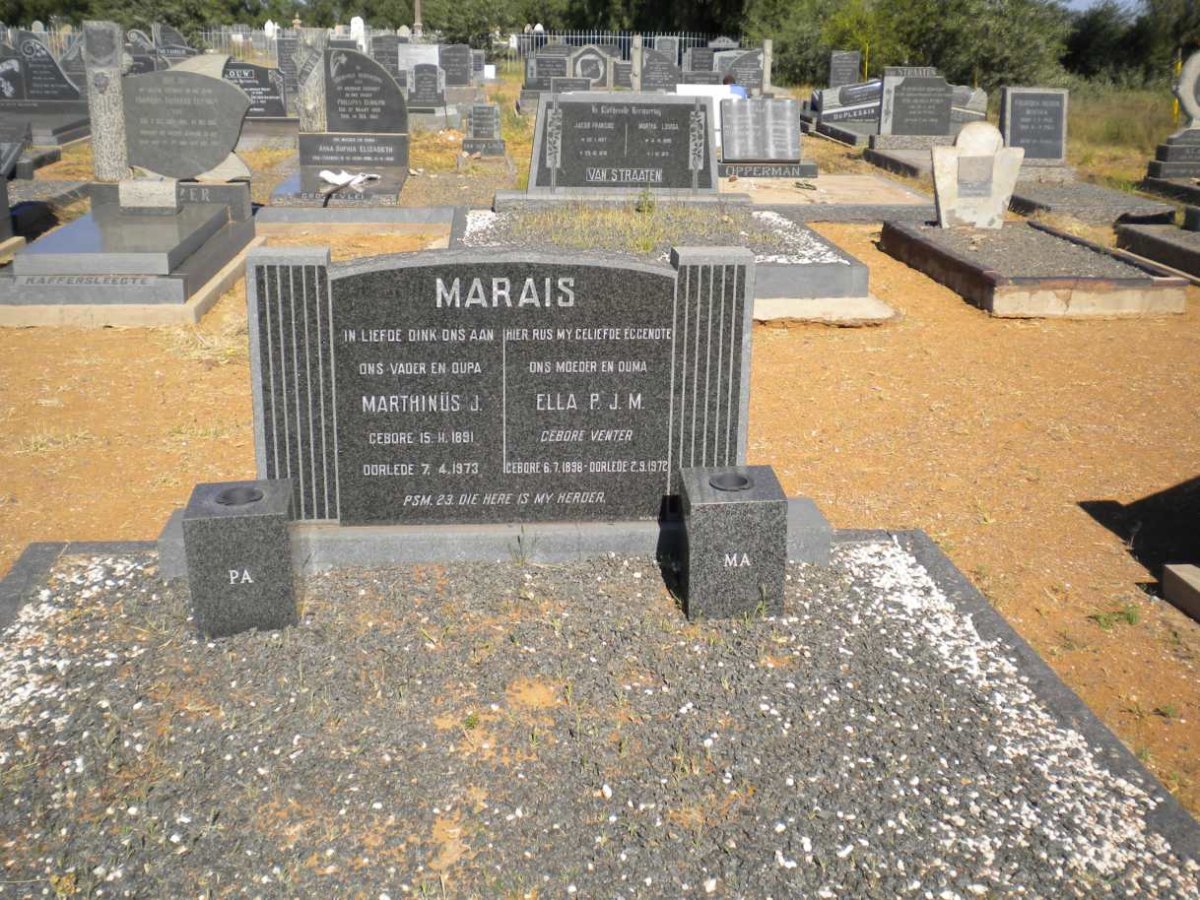 MARAIS Marthinüs J. 1891-1973 &amp; Ella P.J.M. VENTER 1898-1972