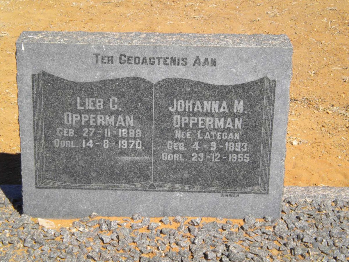 OPPERMAN Lieb C. 1888-1970 &amp; Johanna M. LATEGAN 1893-1955