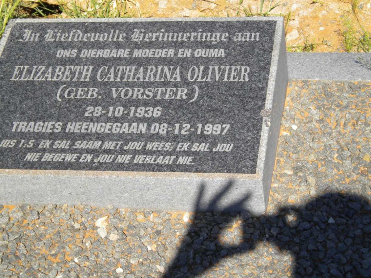 OLIVIER Elizabeth Catharina nee VORSTER 1936-1997