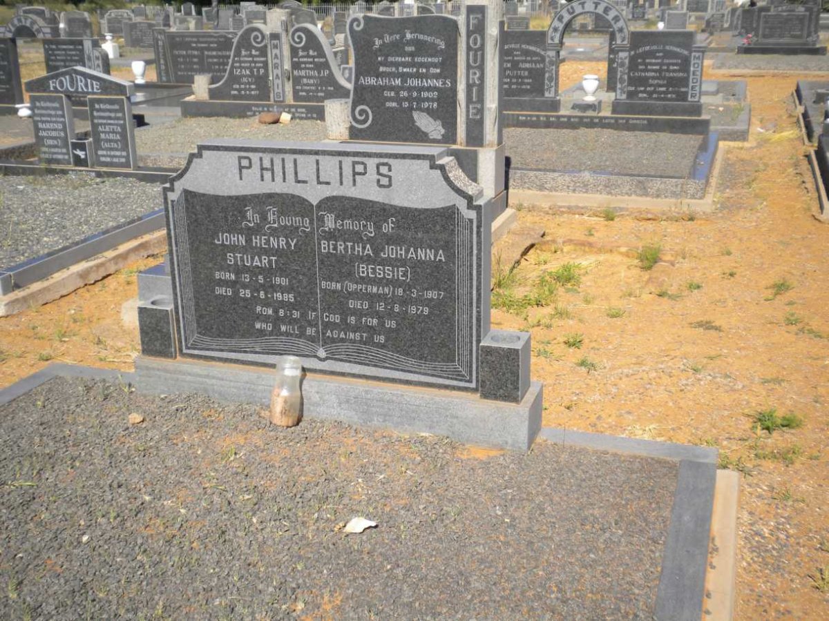 PHILLIPS John Henry Stuart 1901-1985 &amp; Bertha Johanna OPPERMAN 1907-1979