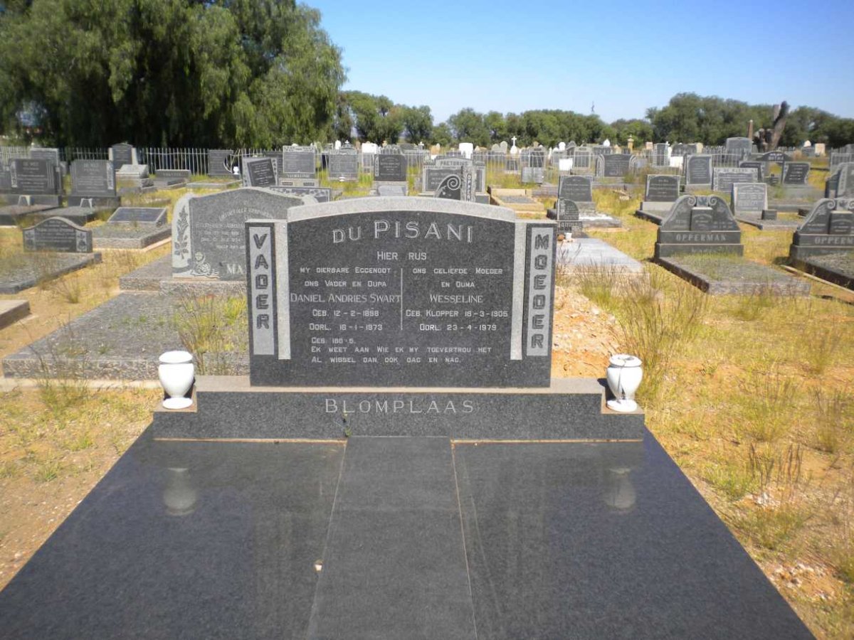 PISANI Daniel Andries Swart, du 1898-1993 &amp; Wesseline 11905-1979