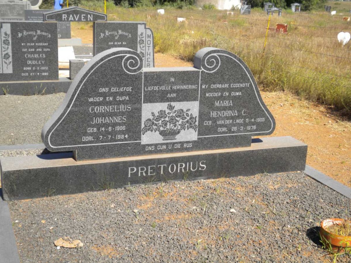 PRETORIUS Cornelius Johannes 1906-1984 &amp; Maria Hendrina C. VAN DER LINDE 1905-1976