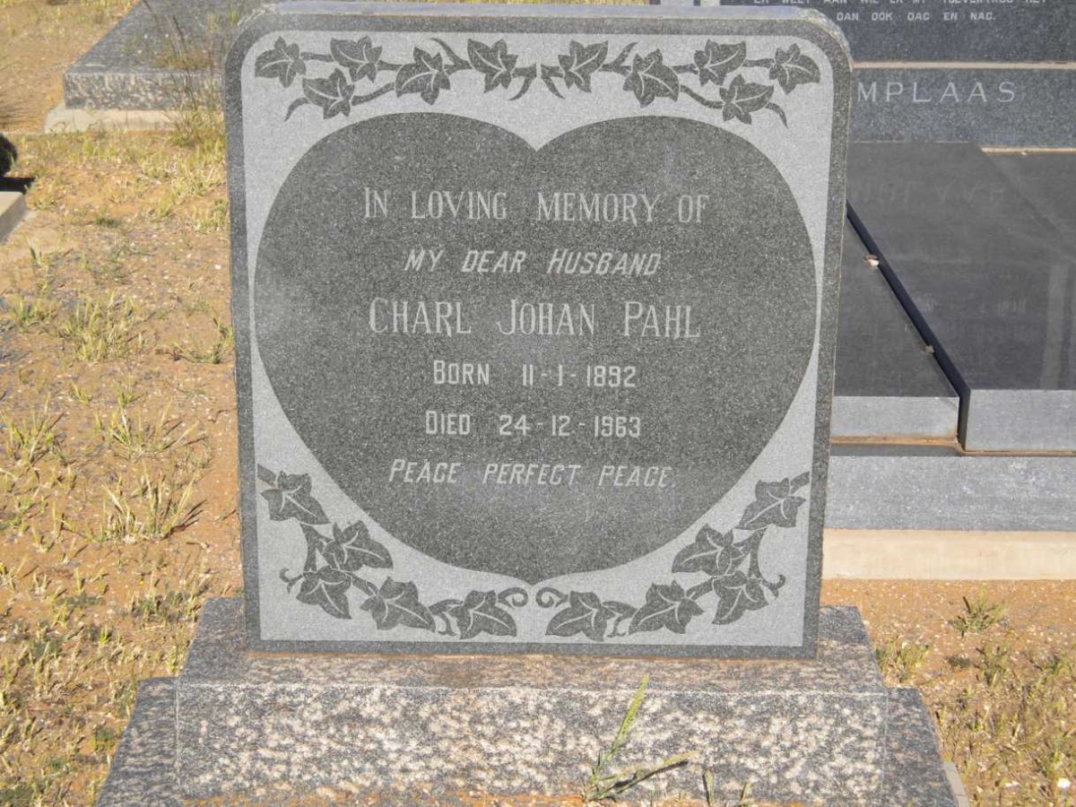 PAHL Charl Johan 1892-1963
