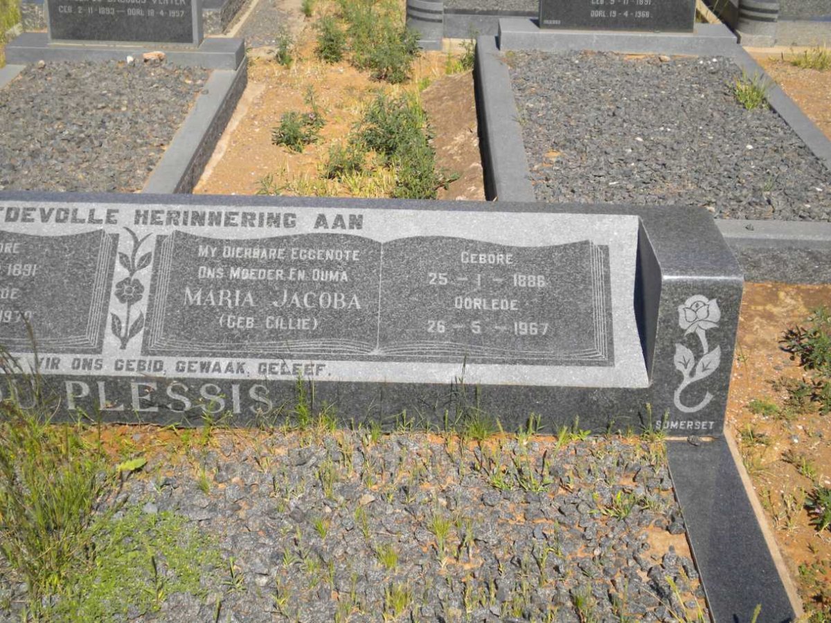 PLESSIS Maria Jacoba, du nee CILLIE 1886-1967
